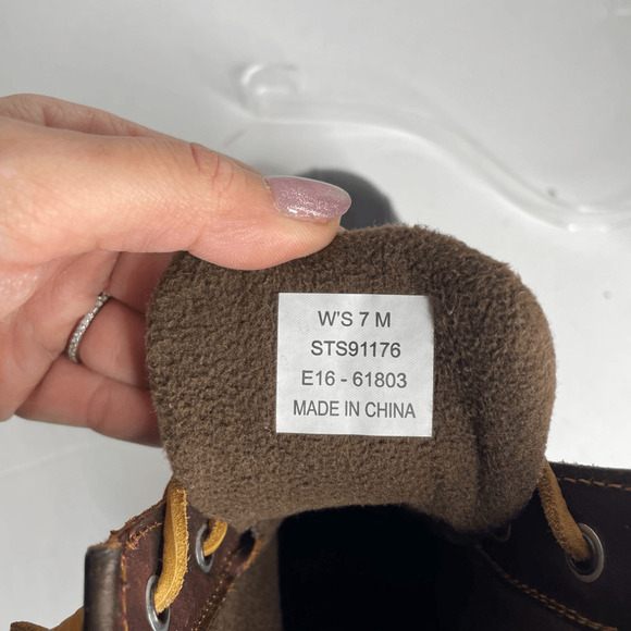 Sperry Saltwater Duck Boot Tan Dark Brown leather waterproof snow rain womens 7 - Picture 5 of 5